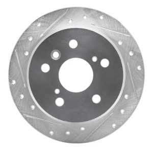 Lexus ES300 Brake Rotor (1) - Rear Left - R1 Concepts - Drilled & Slotted - Silver - `92-`03
